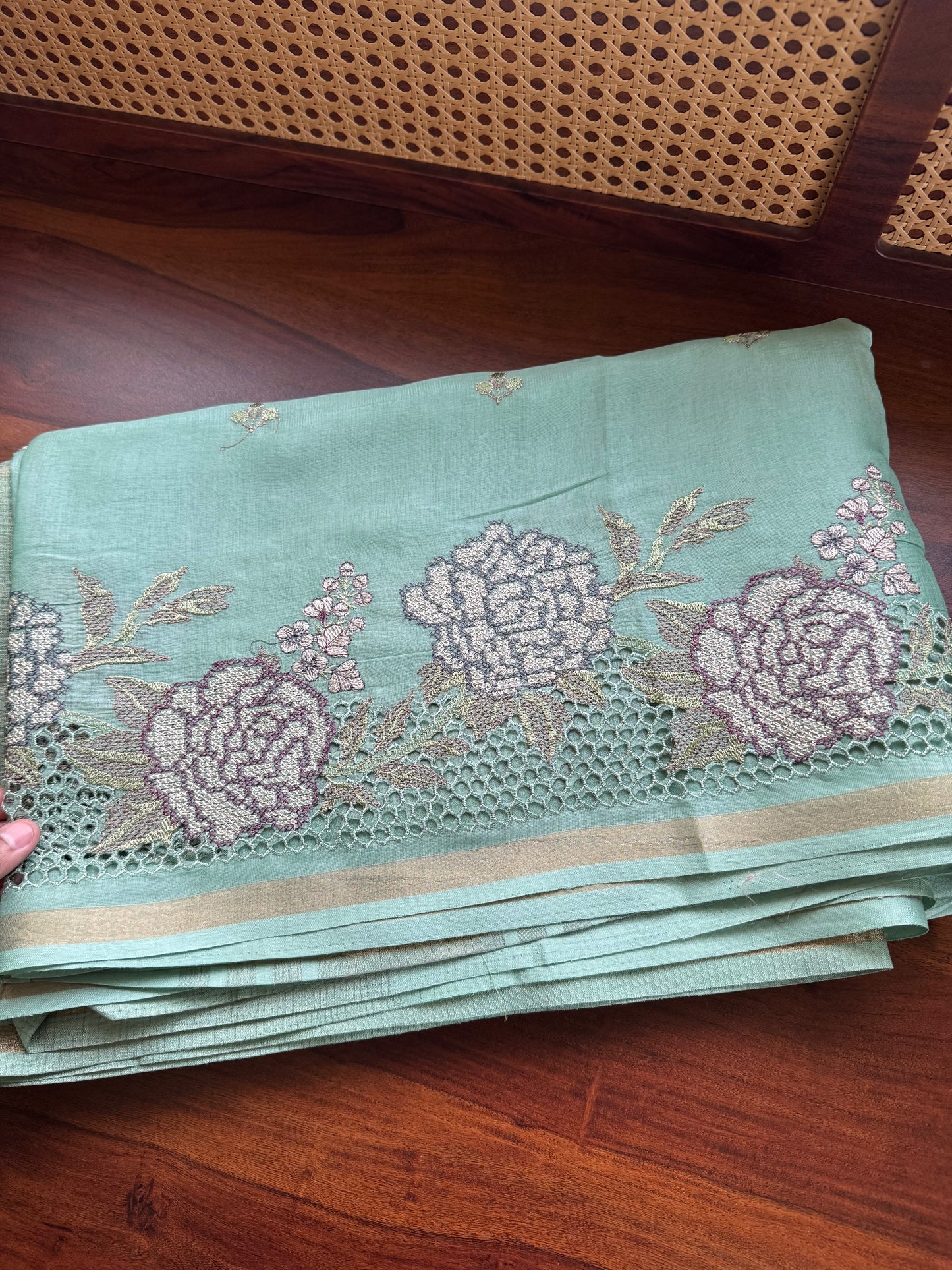 Mul Chanderi Tissue Saree - Green