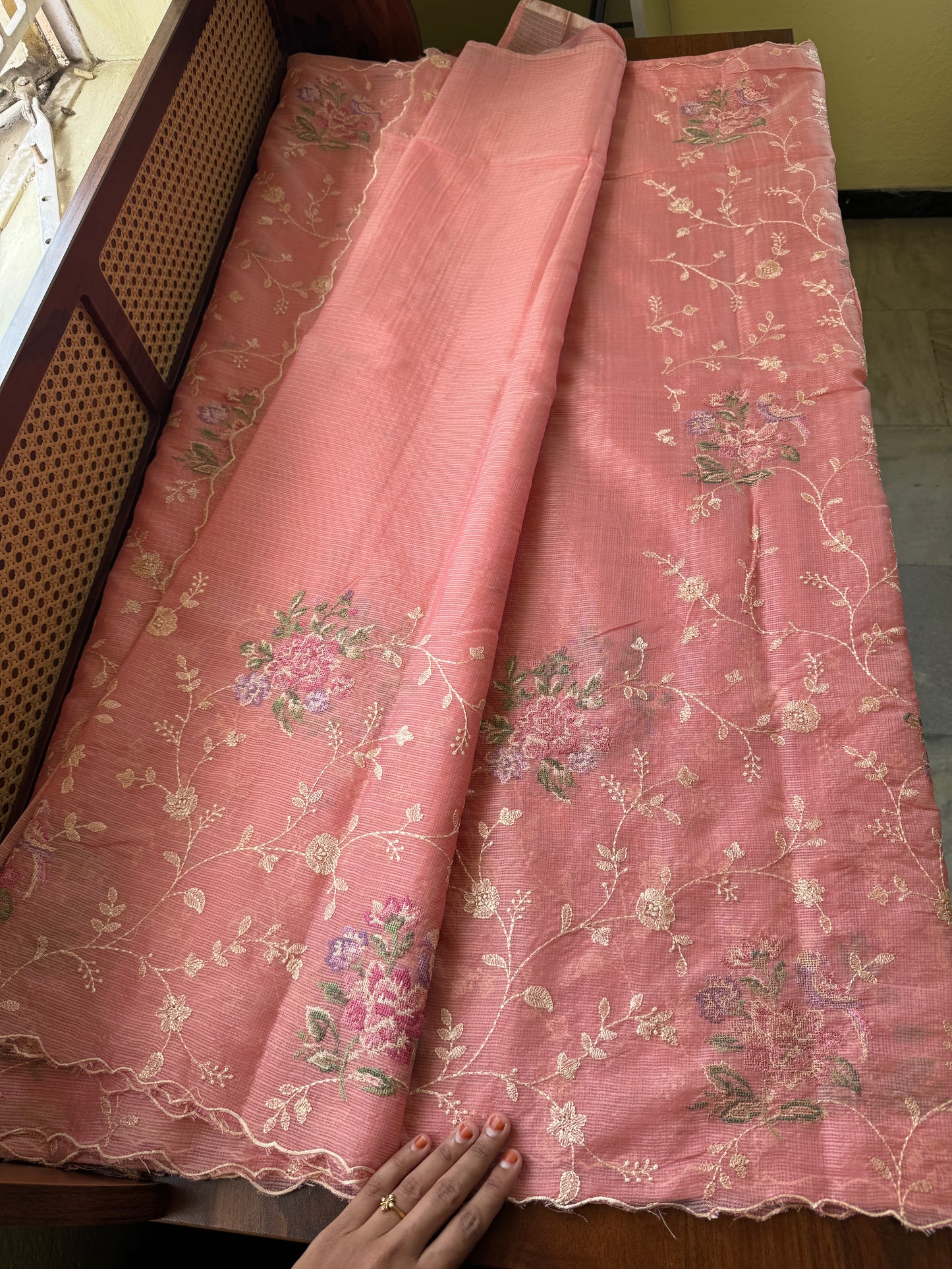 Embroidered Soft Kota Saree - Pink