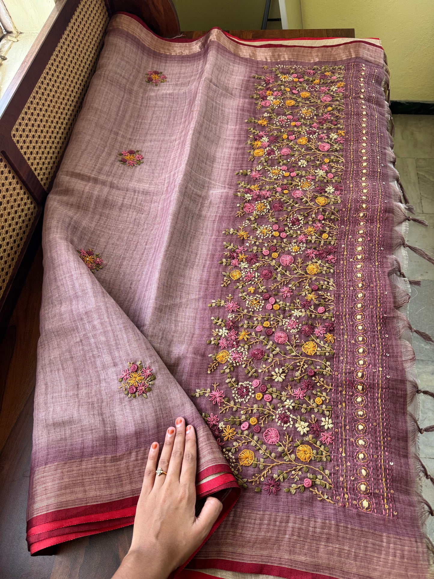 Premium Tissue Linen Sarees - Lavender
