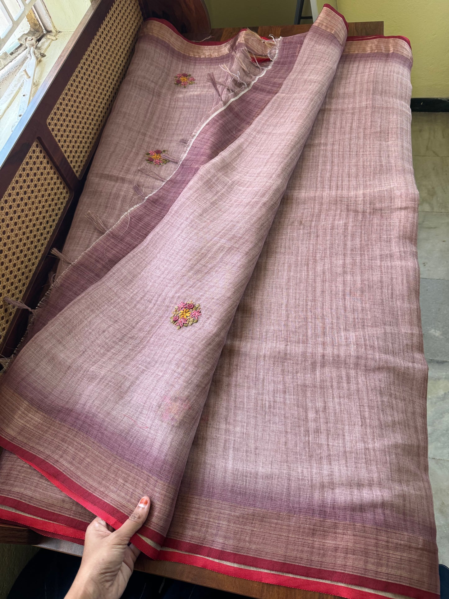 Premium Tissue Linen Sarees - Lavender