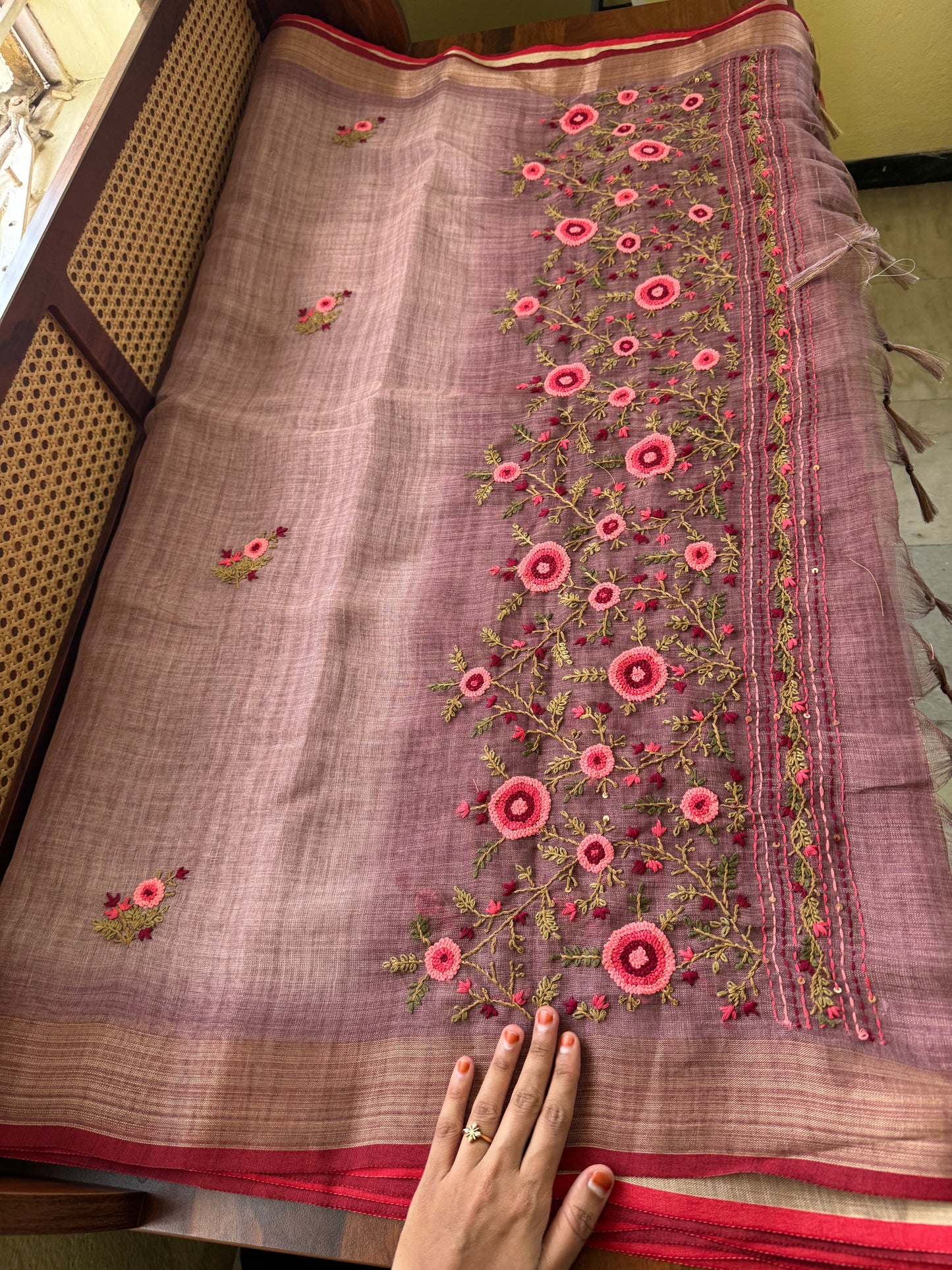 Premium Tissue Linen Sarees - Lavender