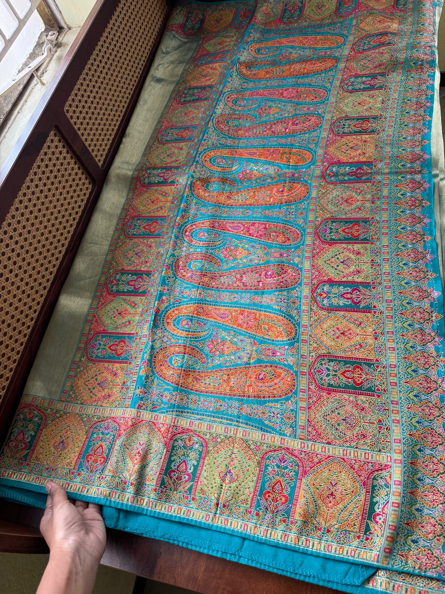 Luxe Pashmina Style Semi Silk Saree - Blue