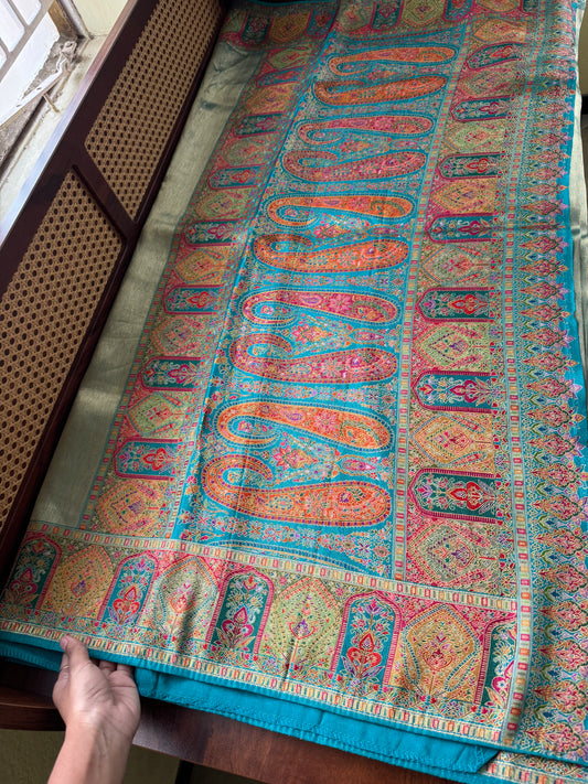 Luxe Pashmina Style Semi Silk Saree - Blue