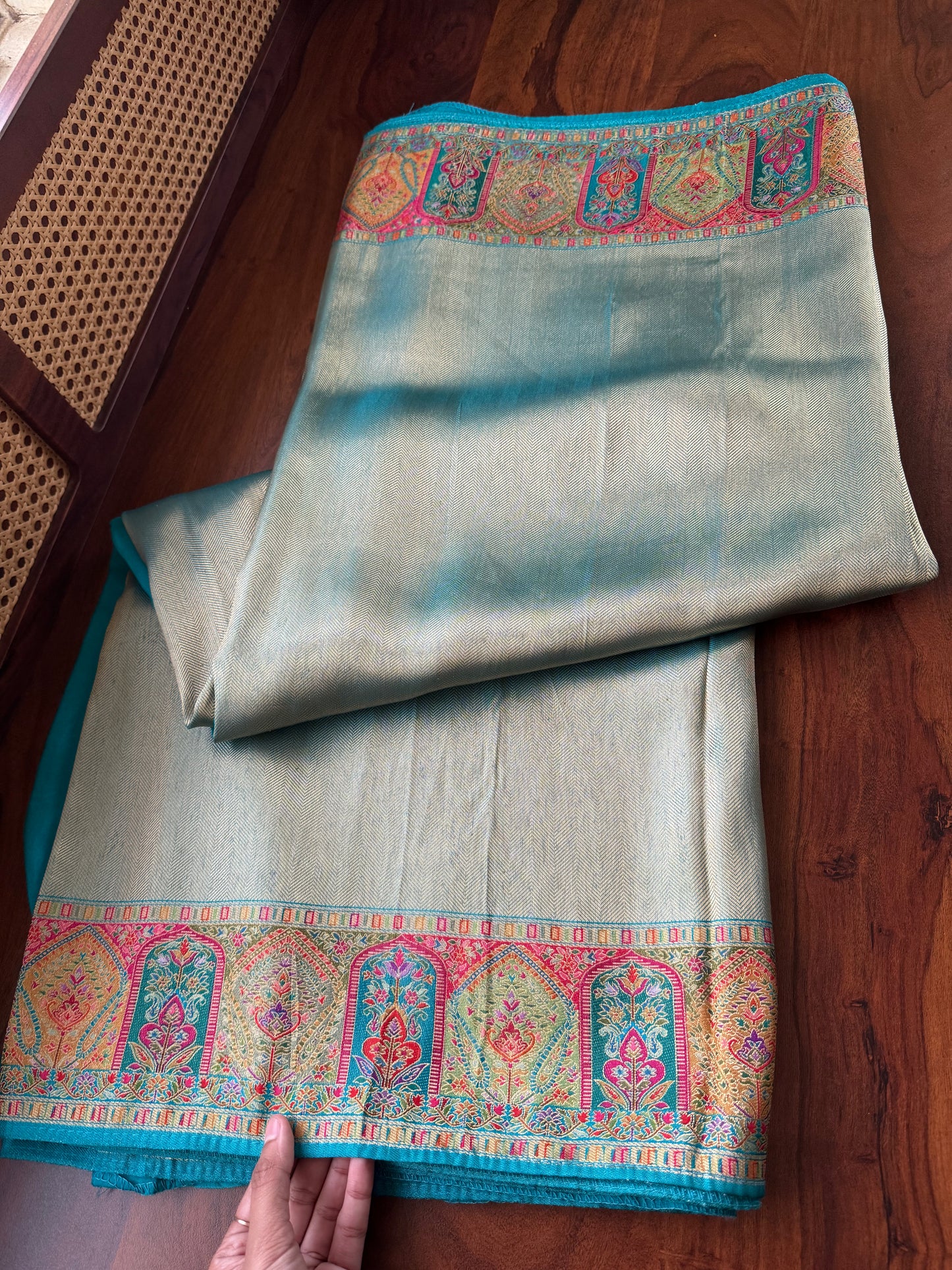 Luxe Pashmina Style Semi Silk Saree - Blue