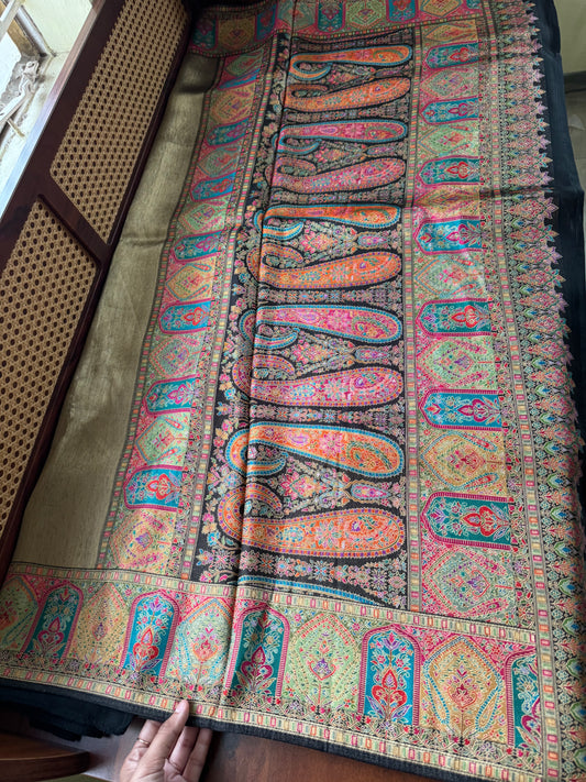 Luxe Pashmina Style Semi Silk Saree - Black