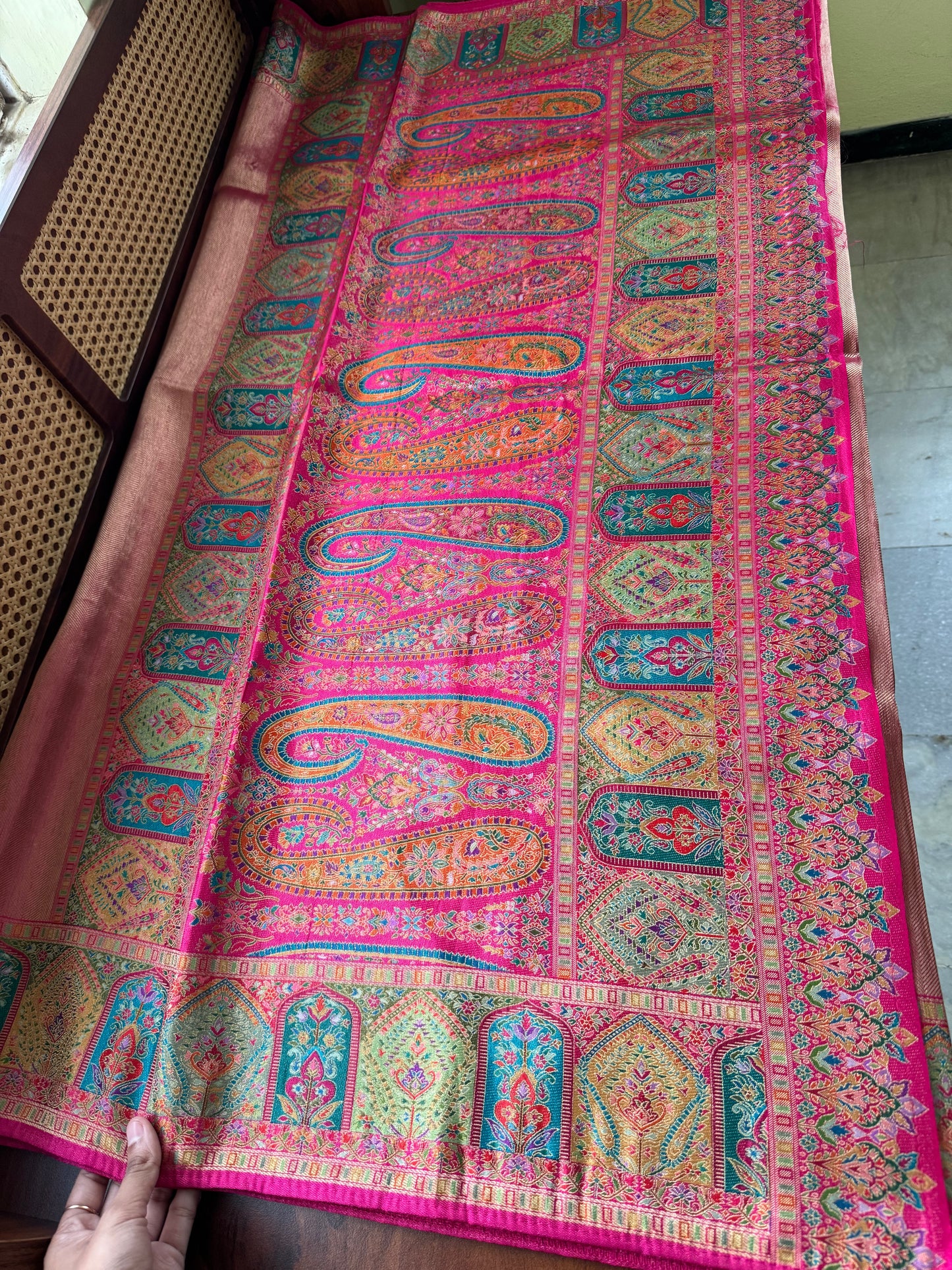 Luxe Pashmina Style Semi Silk Saree - Pink