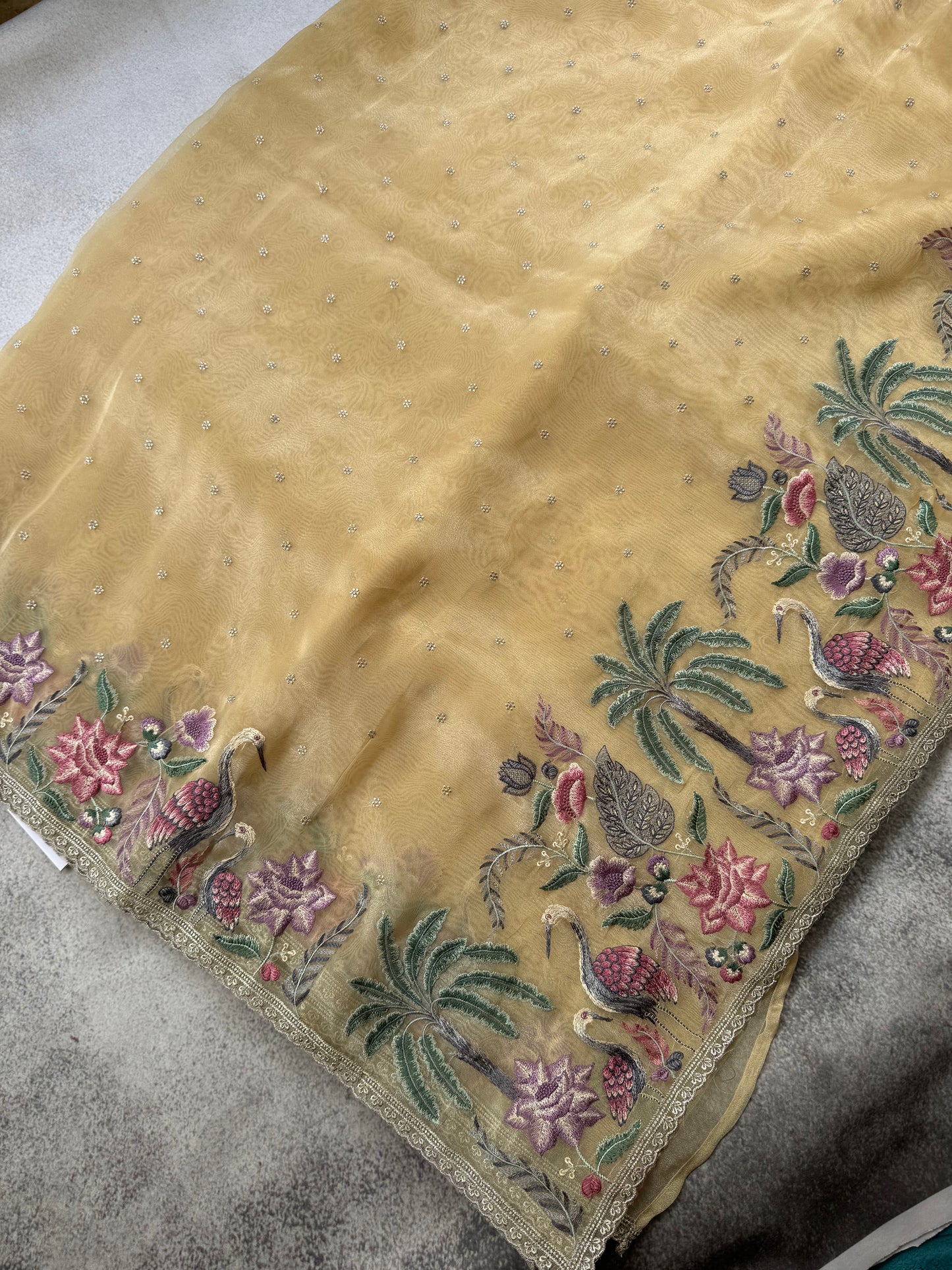 Luxe Tissue Organza Saree - Yellow