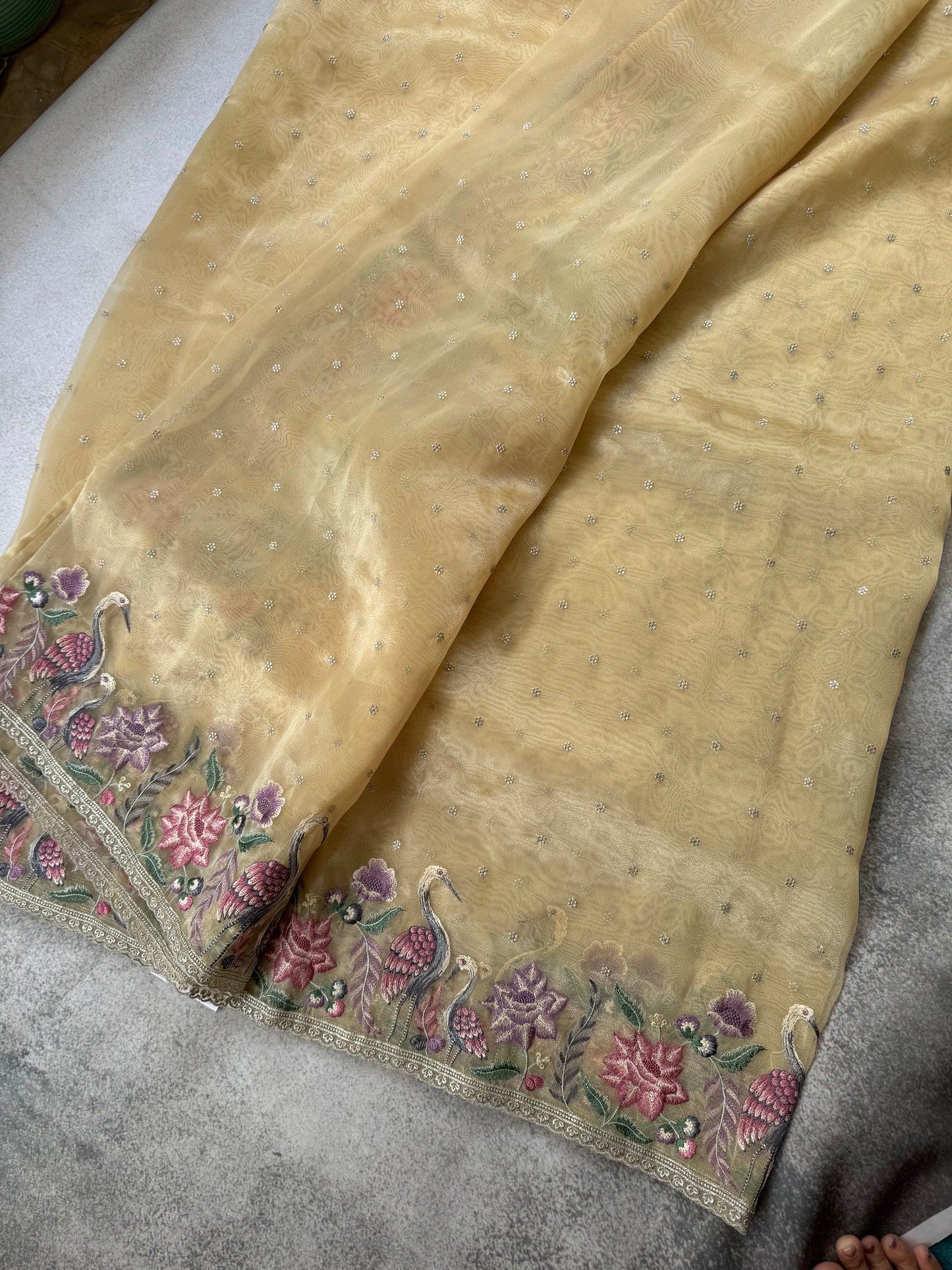 Luxe Tissue Organza Saree - Yellow
