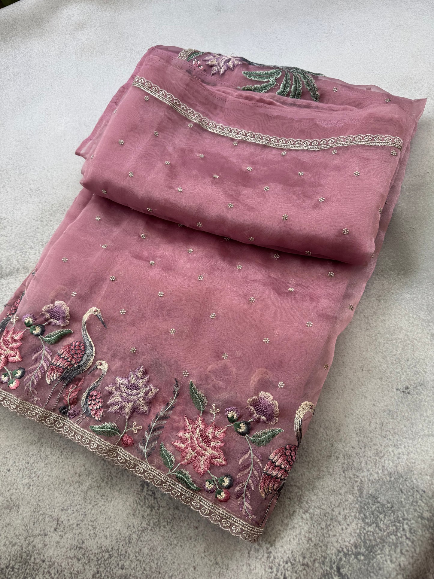 Luxe Tissue Organza Saree - Pink