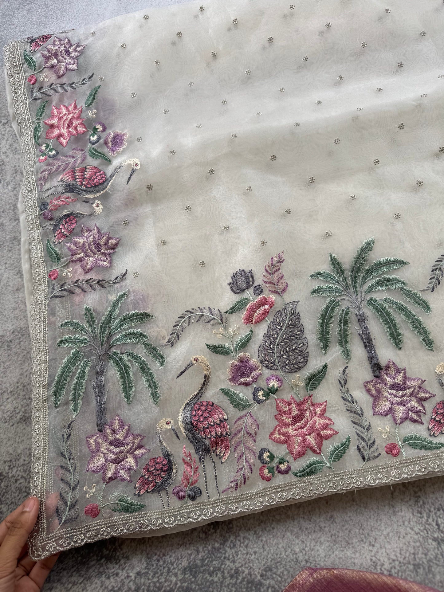 Luxe Tissue Organza Saree - White