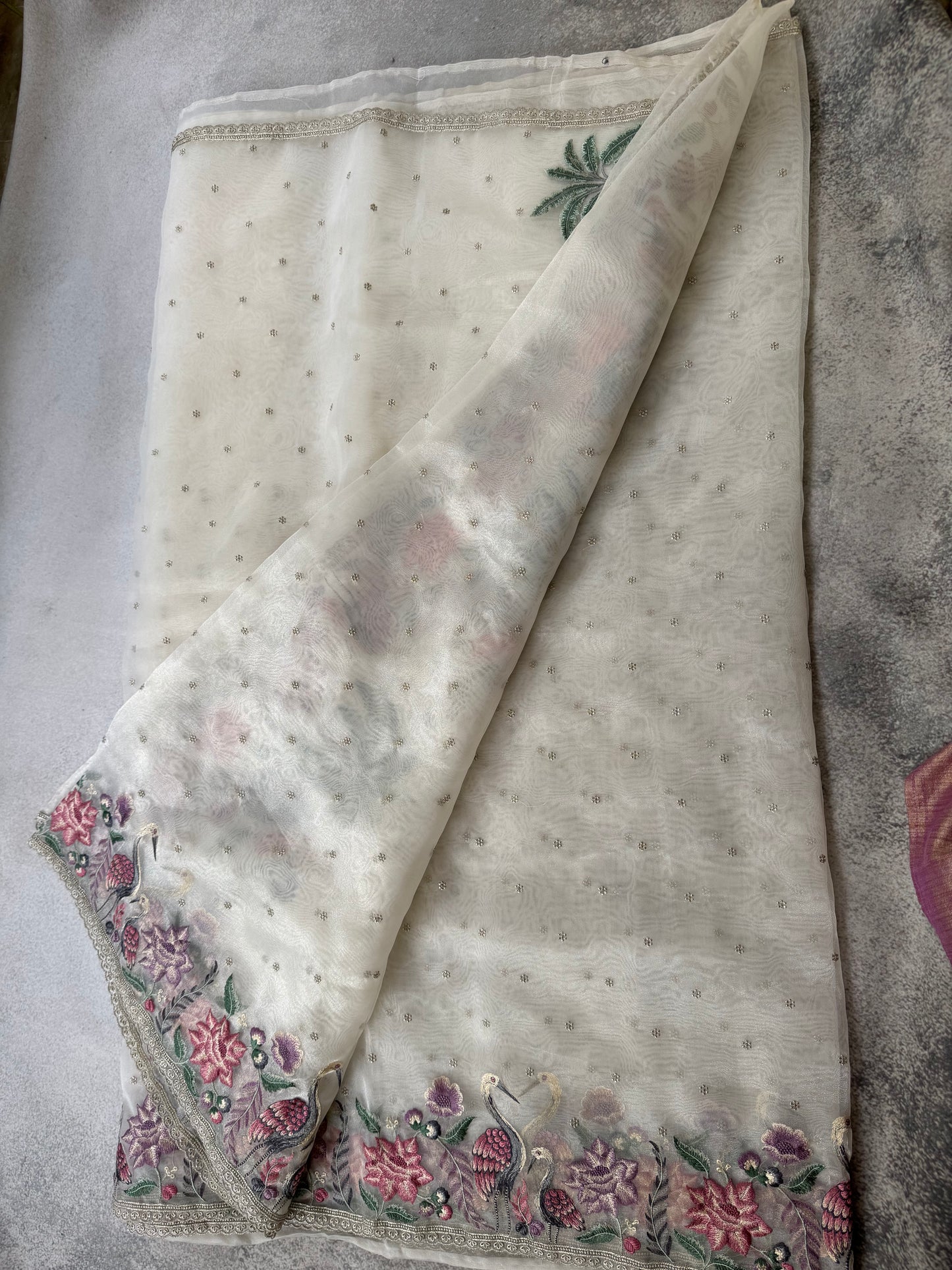 Luxe Tissue Organza Saree - White