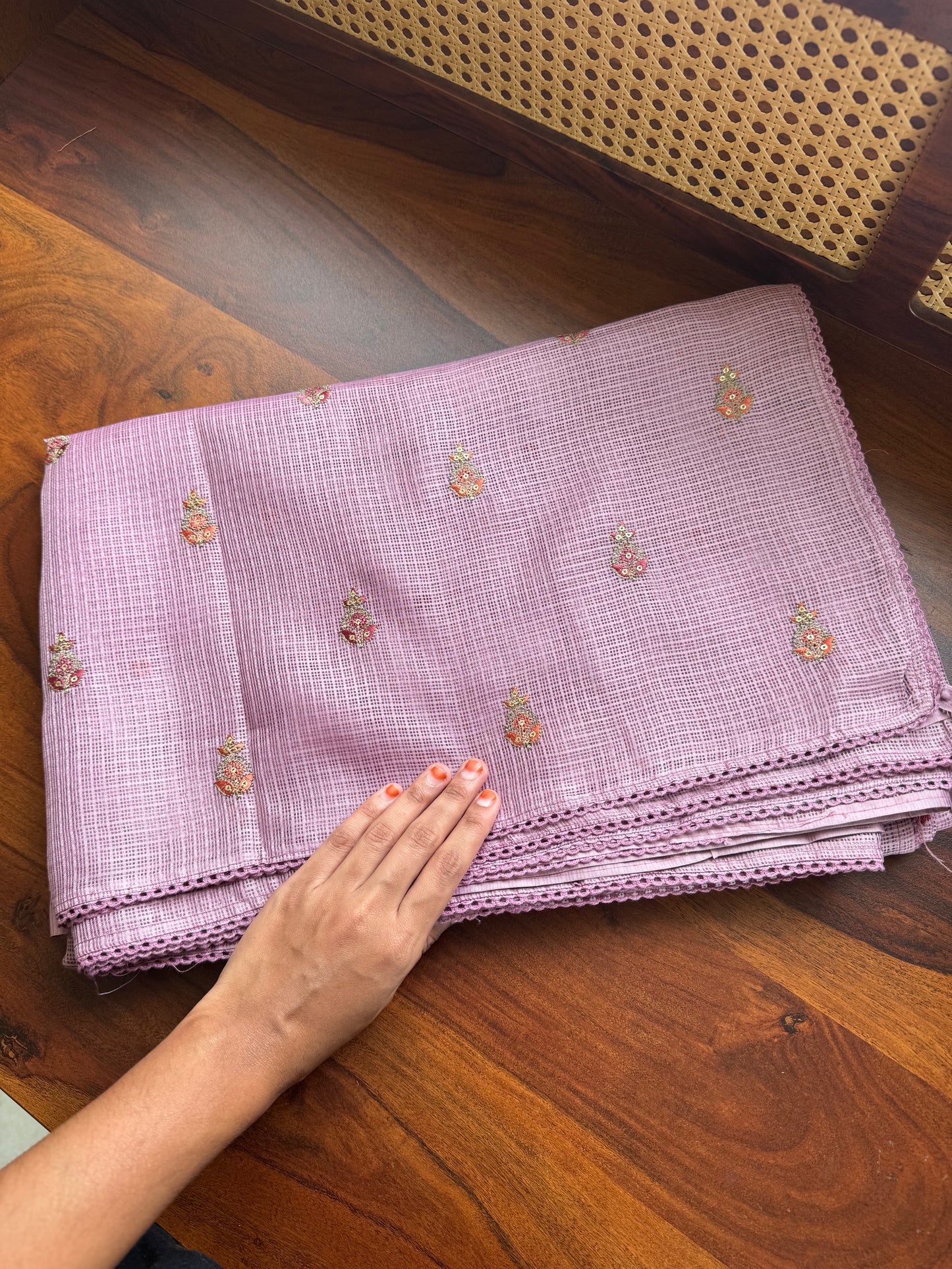 Embroidered Silky Kota Saree - Lilac