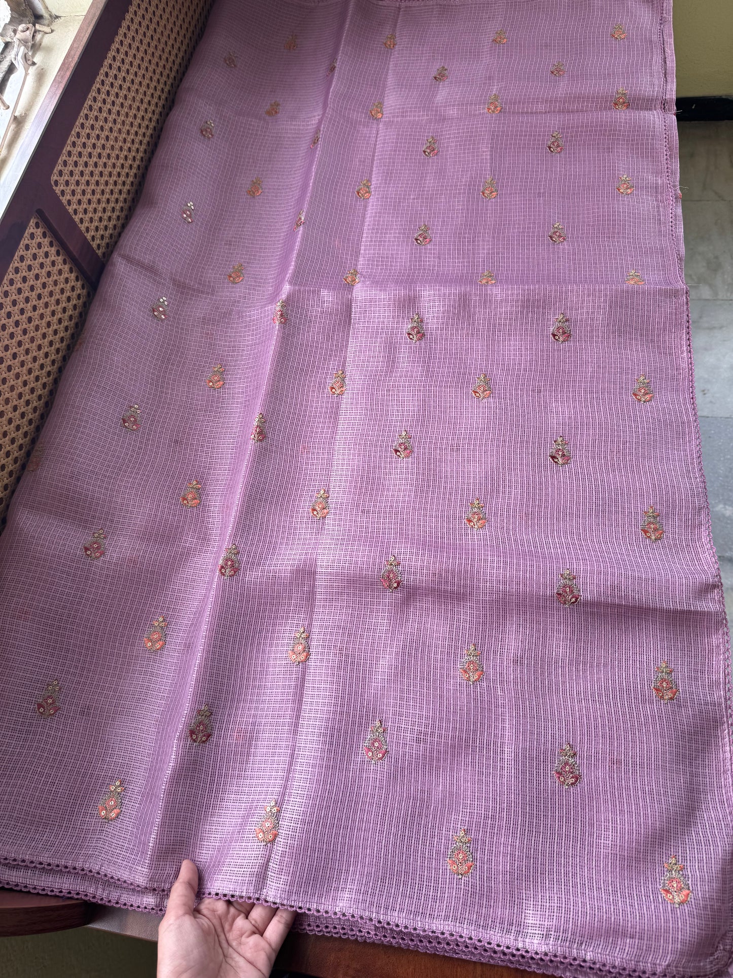 Embroidered Silky Kota Saree - Lilac