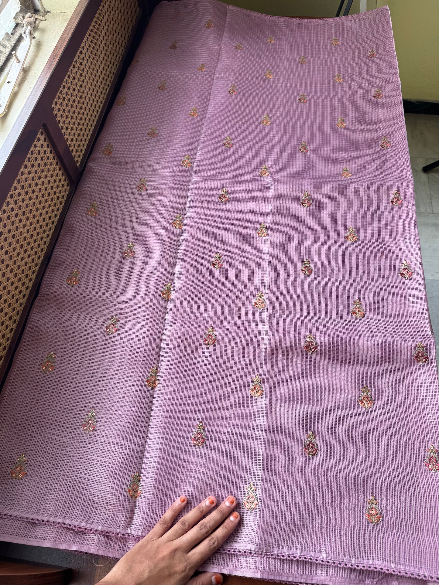 Embroidered Silky Kota Saree - Lilac