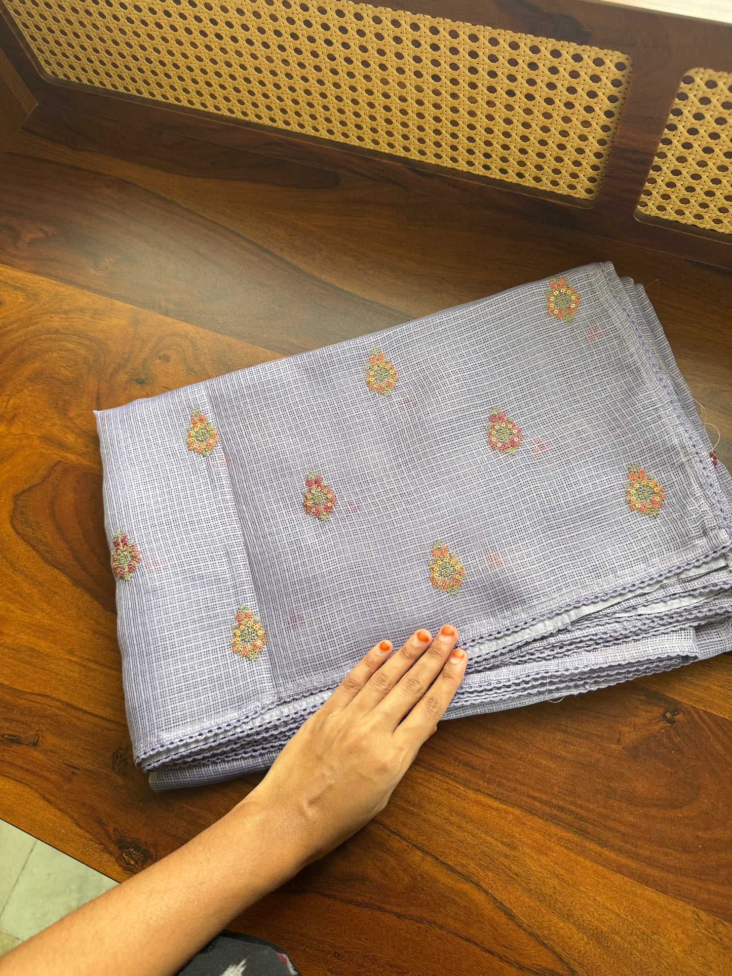 Embroidered Silky Kota Saree - Lavender