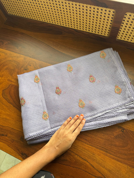 Embroidered Silky Kota Saree - Lavender
