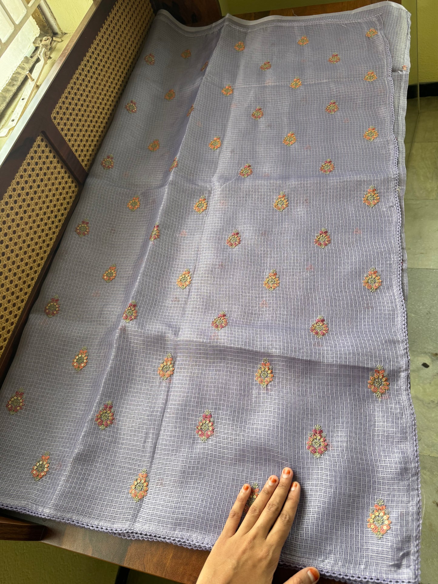 Embroidered Silky Kota Saree - Lavender