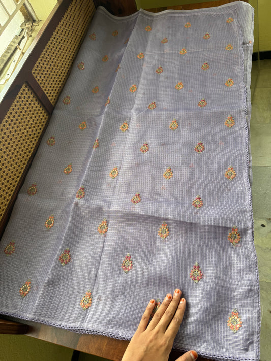 Embroidered Silky Kota Saree - Lavender
