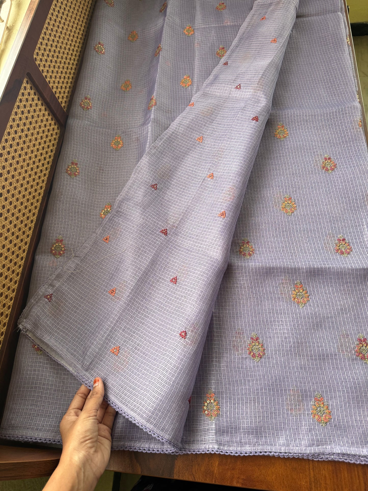 Embroidered Silky Kota Saree - Lavender