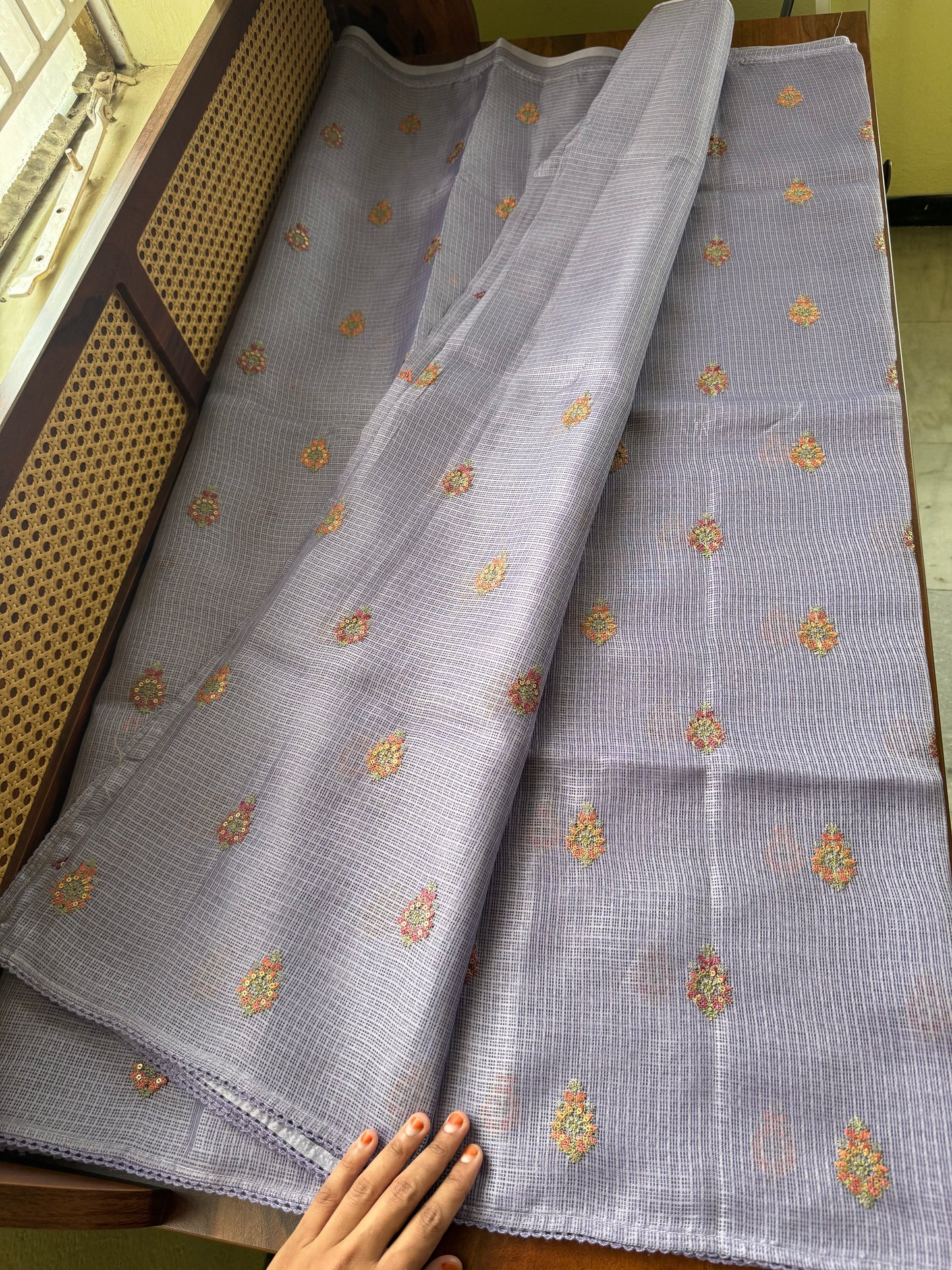 Embroidered Silky Kota Saree - Lavender