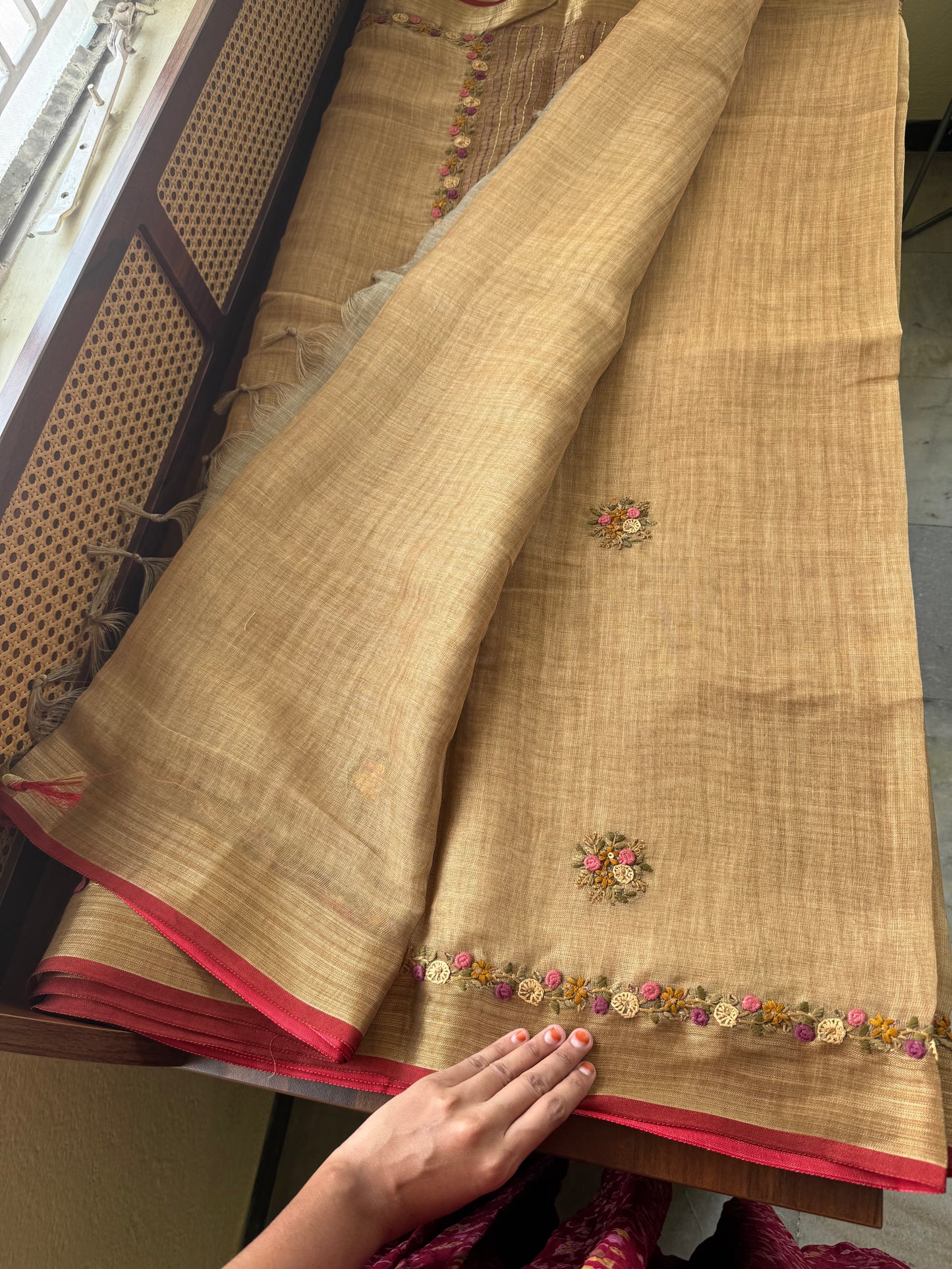 Premium Tissue Linen Sarees - Henna Green