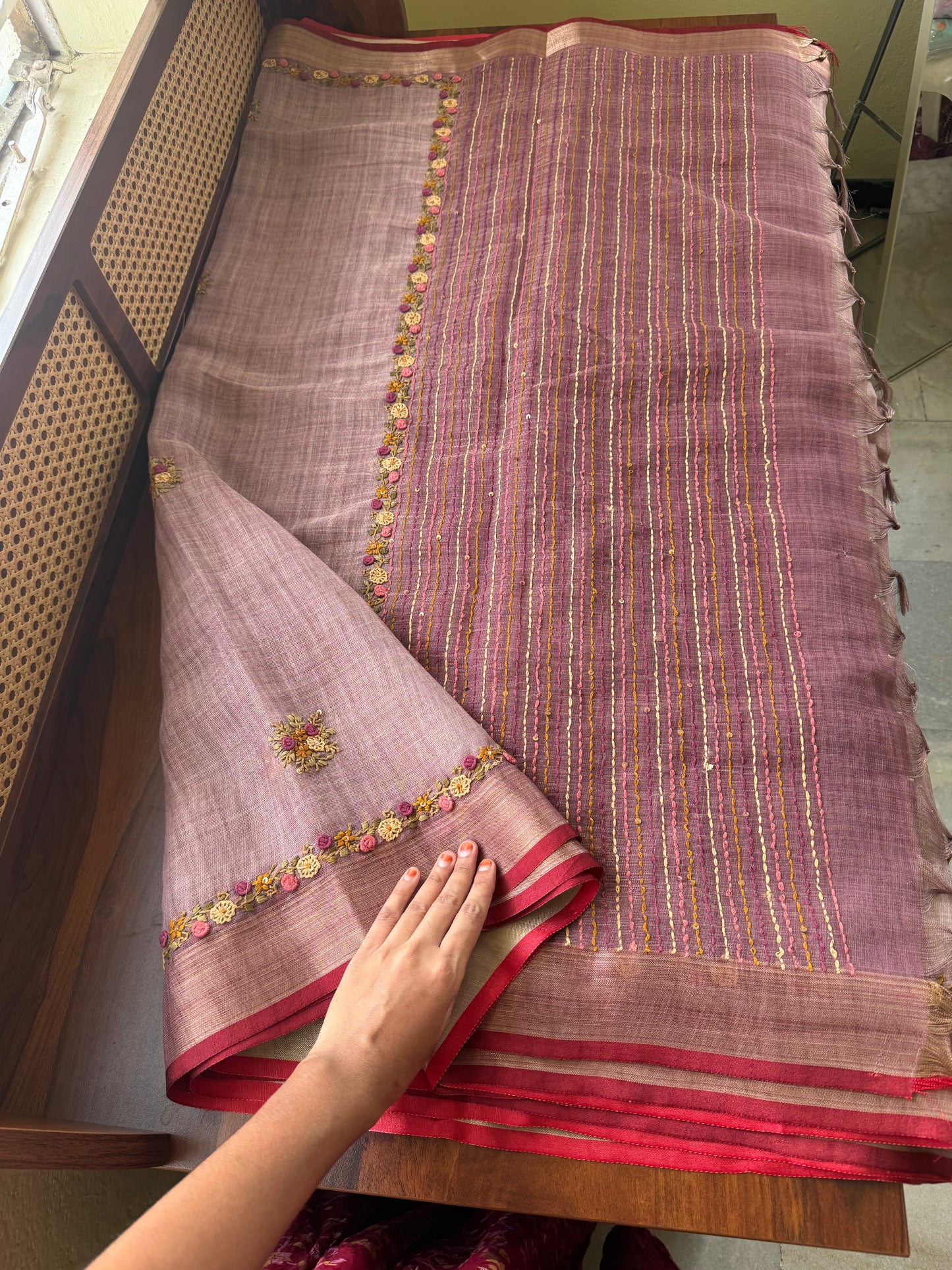Premium Tissue Linen Sarees - Lavender
