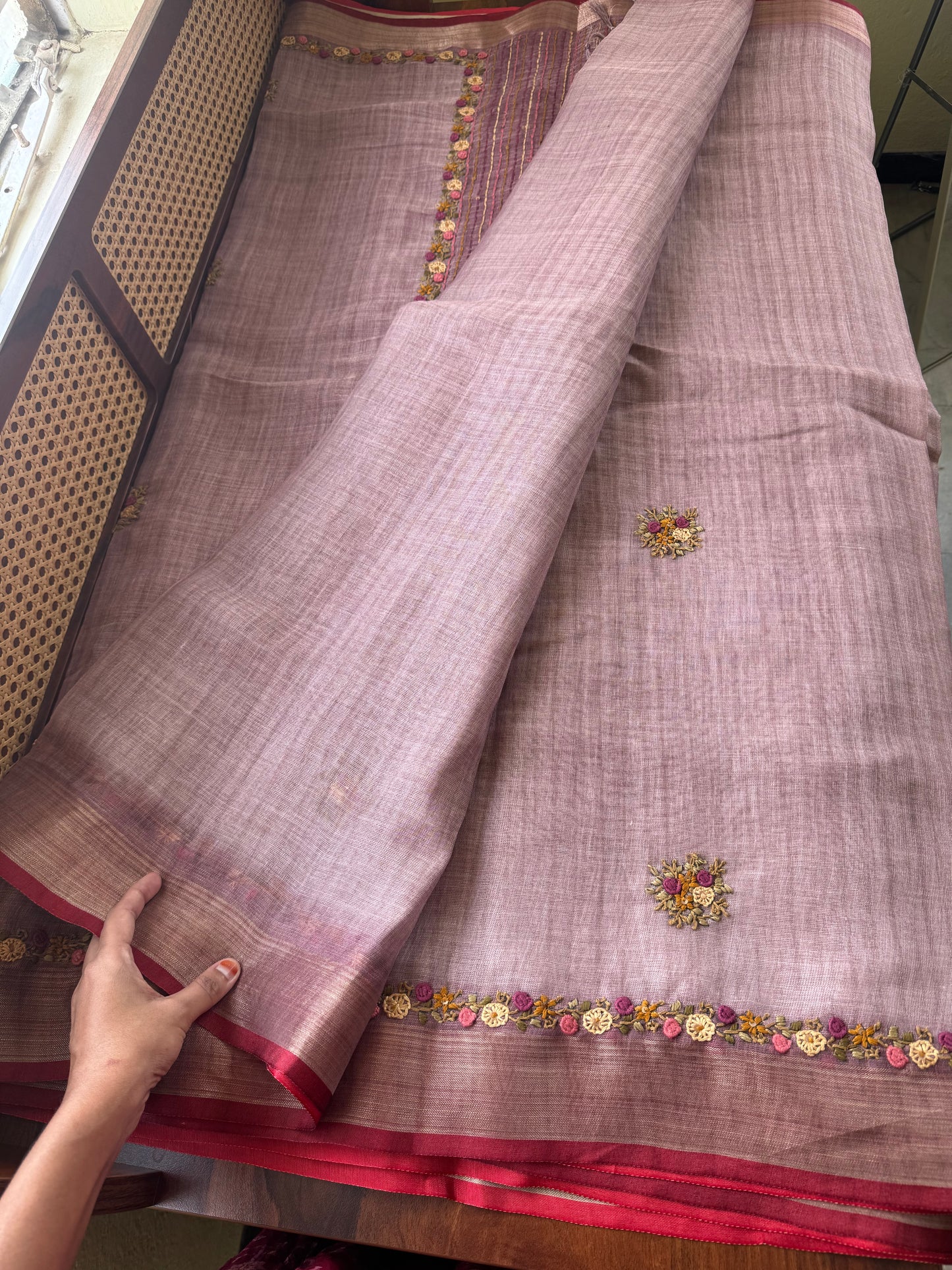 Premium Tissue Linen Sarees - Lavender