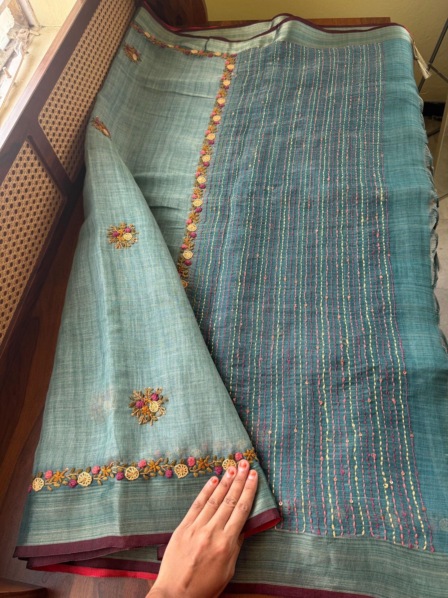 Premium Tissue Linen Sarees - Blue