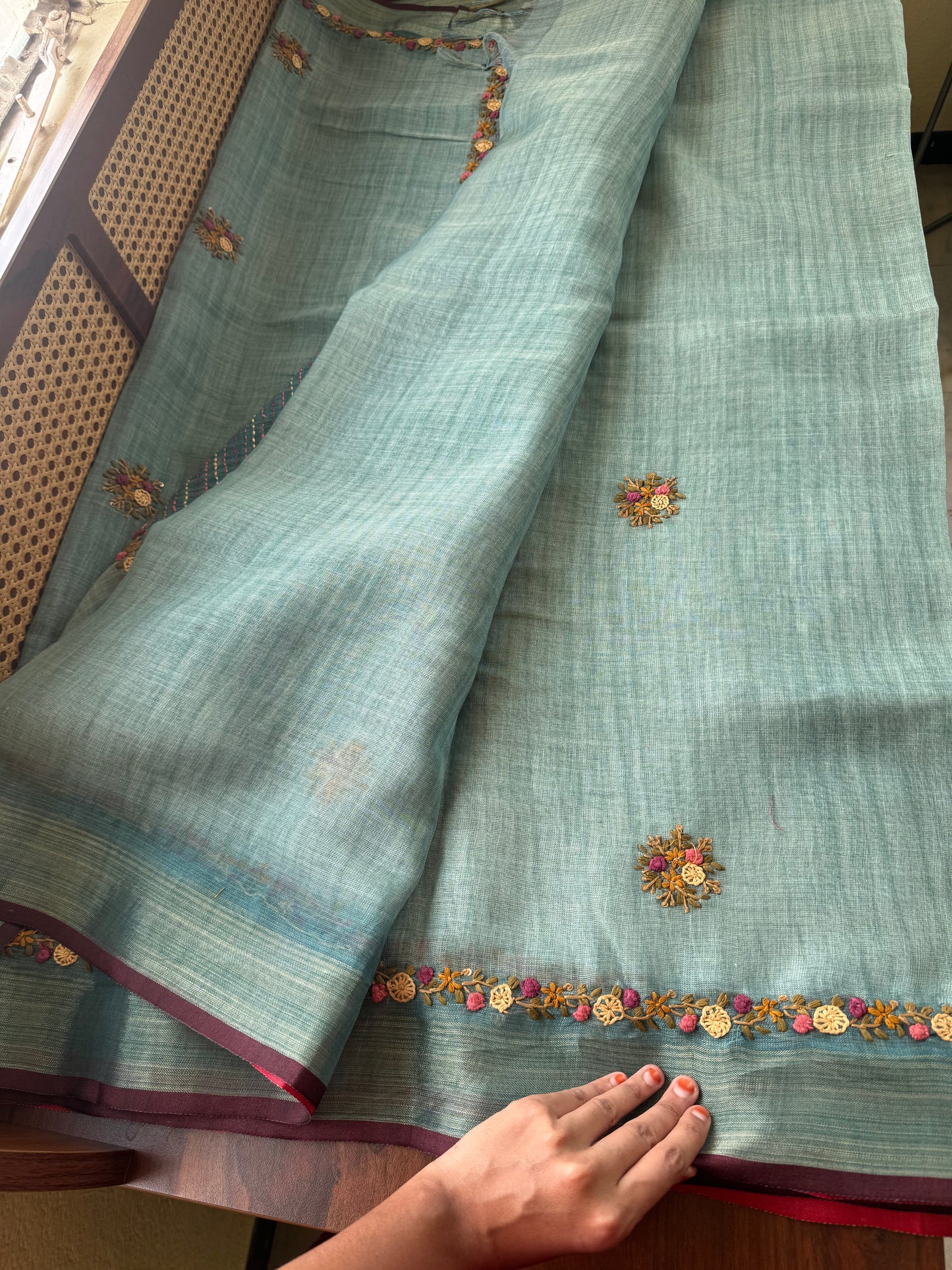 Premium Tissue Linen Sarees - Blue