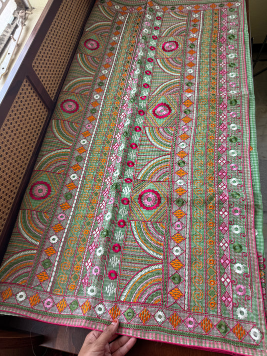 Embroidered Resham Silk Kota Saree - Green