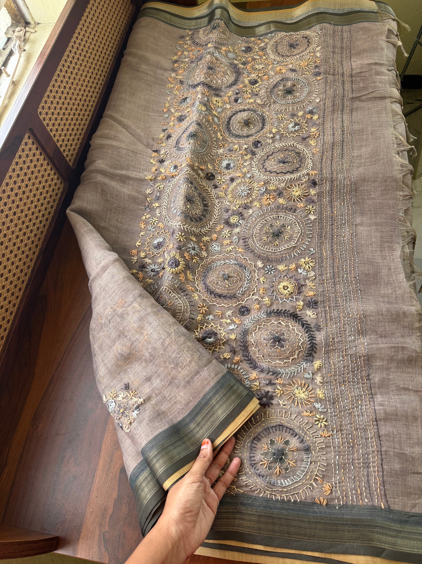 Premium Tissue Linen Sarees - Greyish Lavender