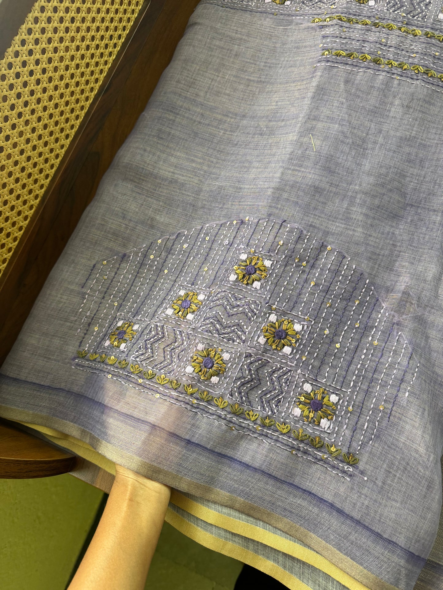 Premium Tissue Linen Sarees with heavy blouse - Lavender