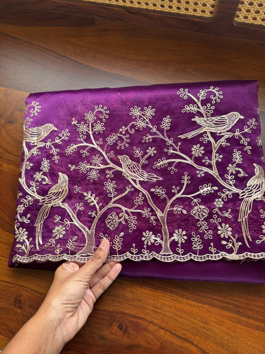 Tissue Organza Saree with pita work - Violet