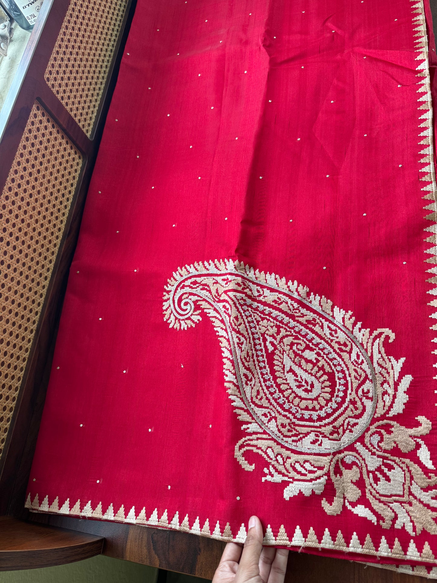 Minimal Mango Semi tussar saree - Red