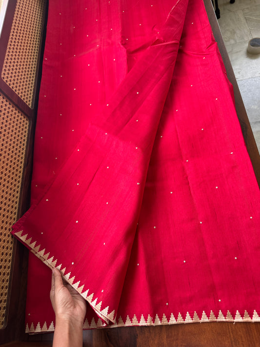 Minimal Mango Semi tussar saree - Red