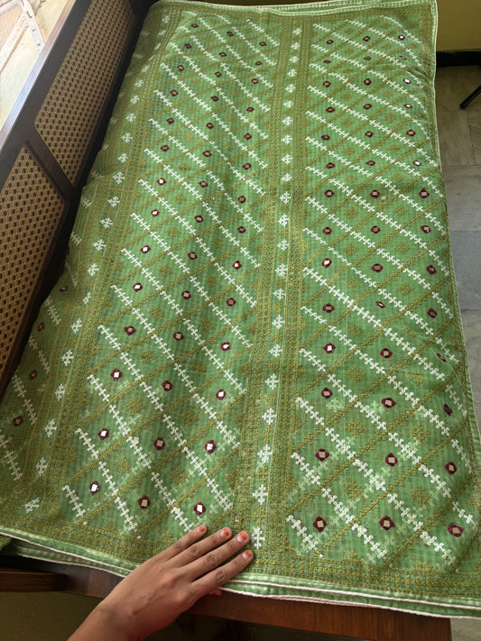 Embroidered Resham Silk Kota Saree - Green