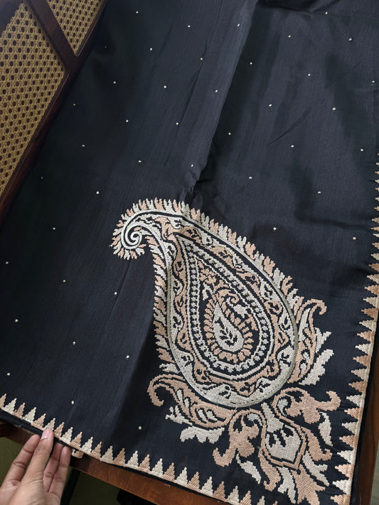 Minimal Mango Semi tussar saree - Black