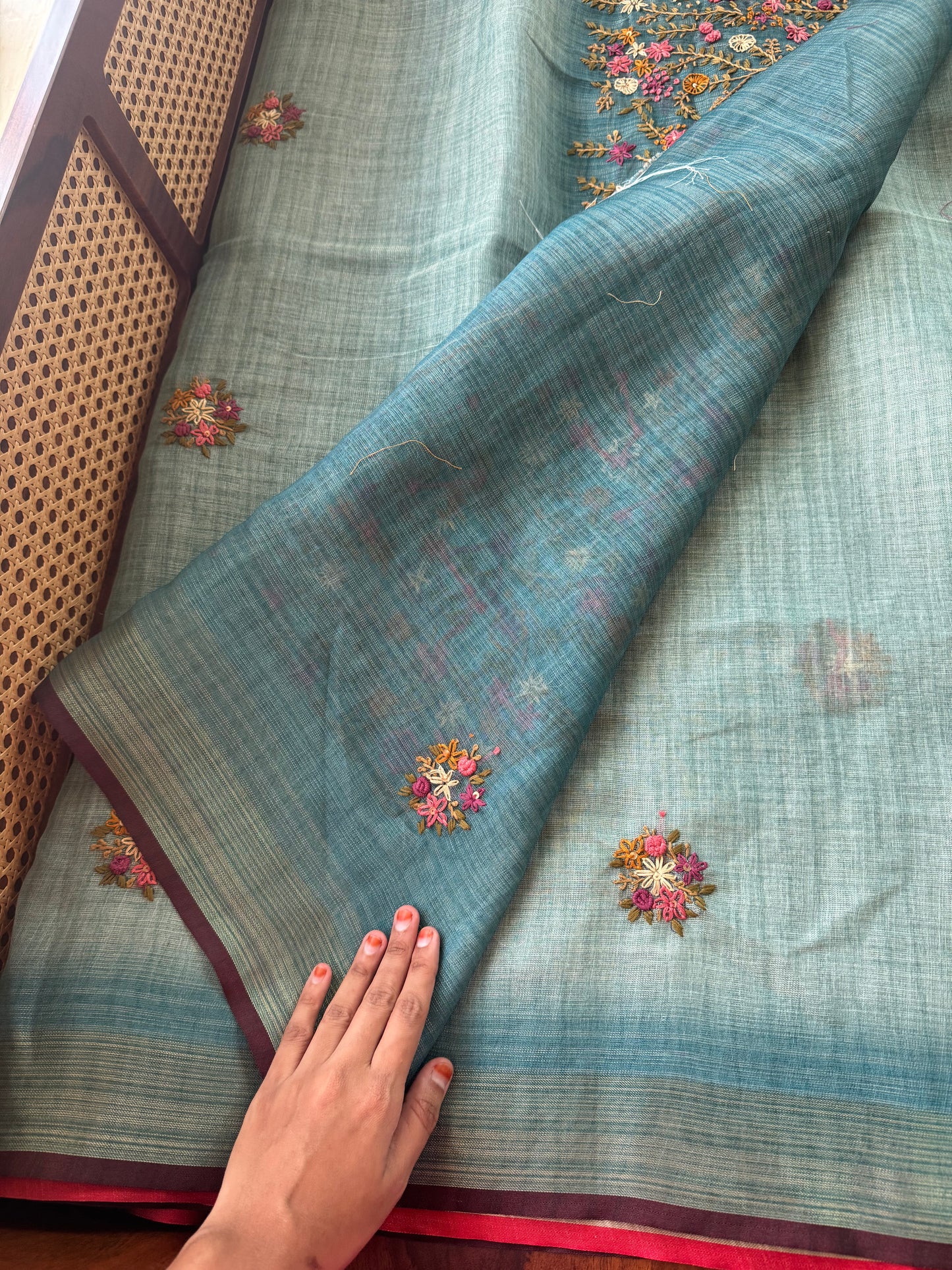 Premium Tissue Linen Sarees - Blue