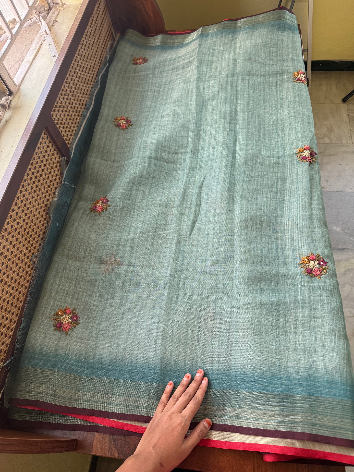 Premium Tissue Linen Sarees - Blue