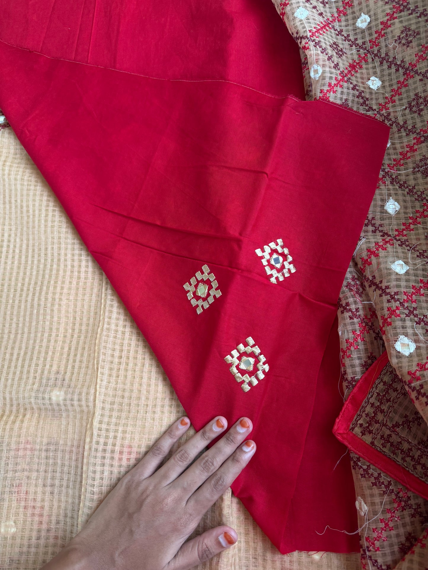 Embroidered Resham Silk Kota Saree - Beige