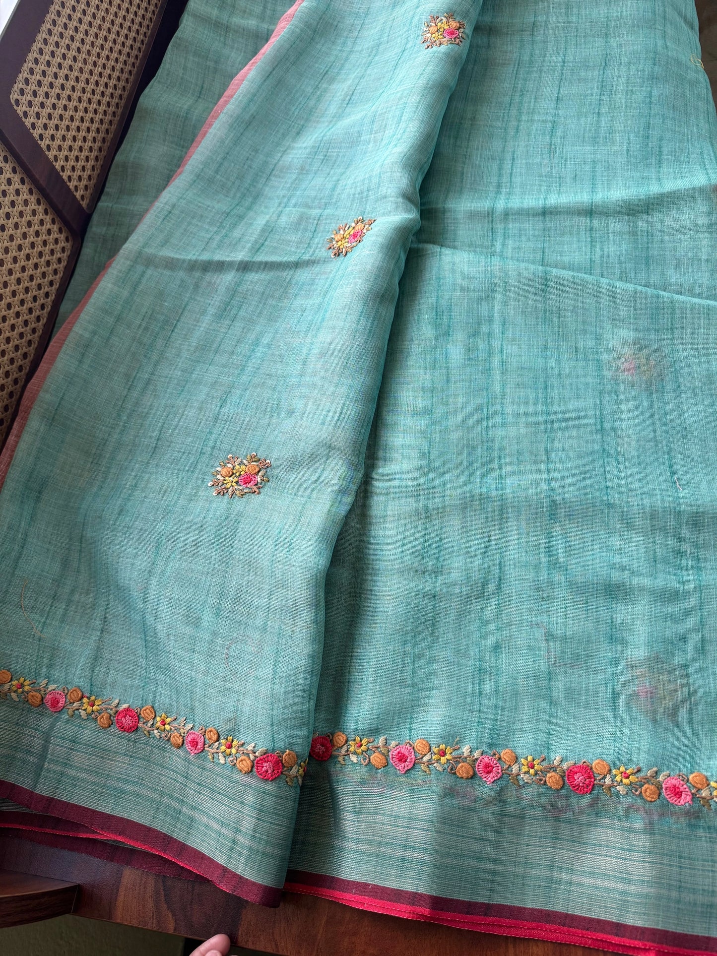 Premium Tissue Linen Sarees -Blue