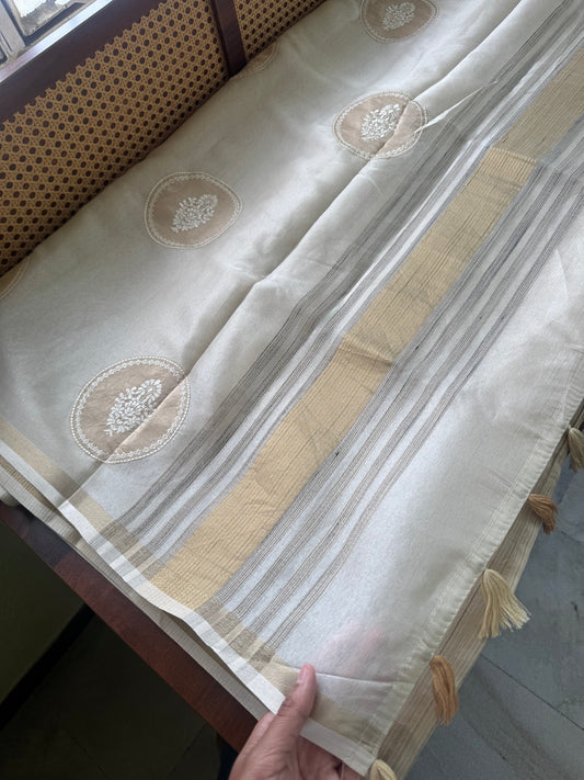 Mul Chanderi Tissue Saree - Golden