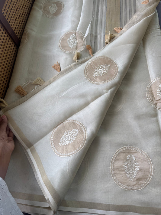 Mul Chanderi Tissue Saree - Golden