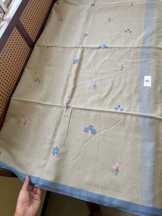 Soft Handloom Bengal Cotton Saree -Grey