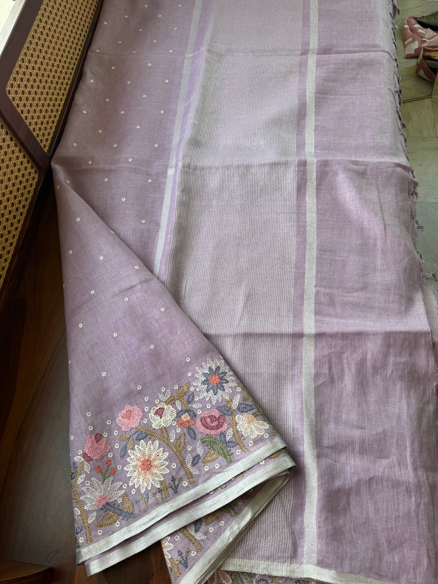 Pure Linen Sarees - Lavender