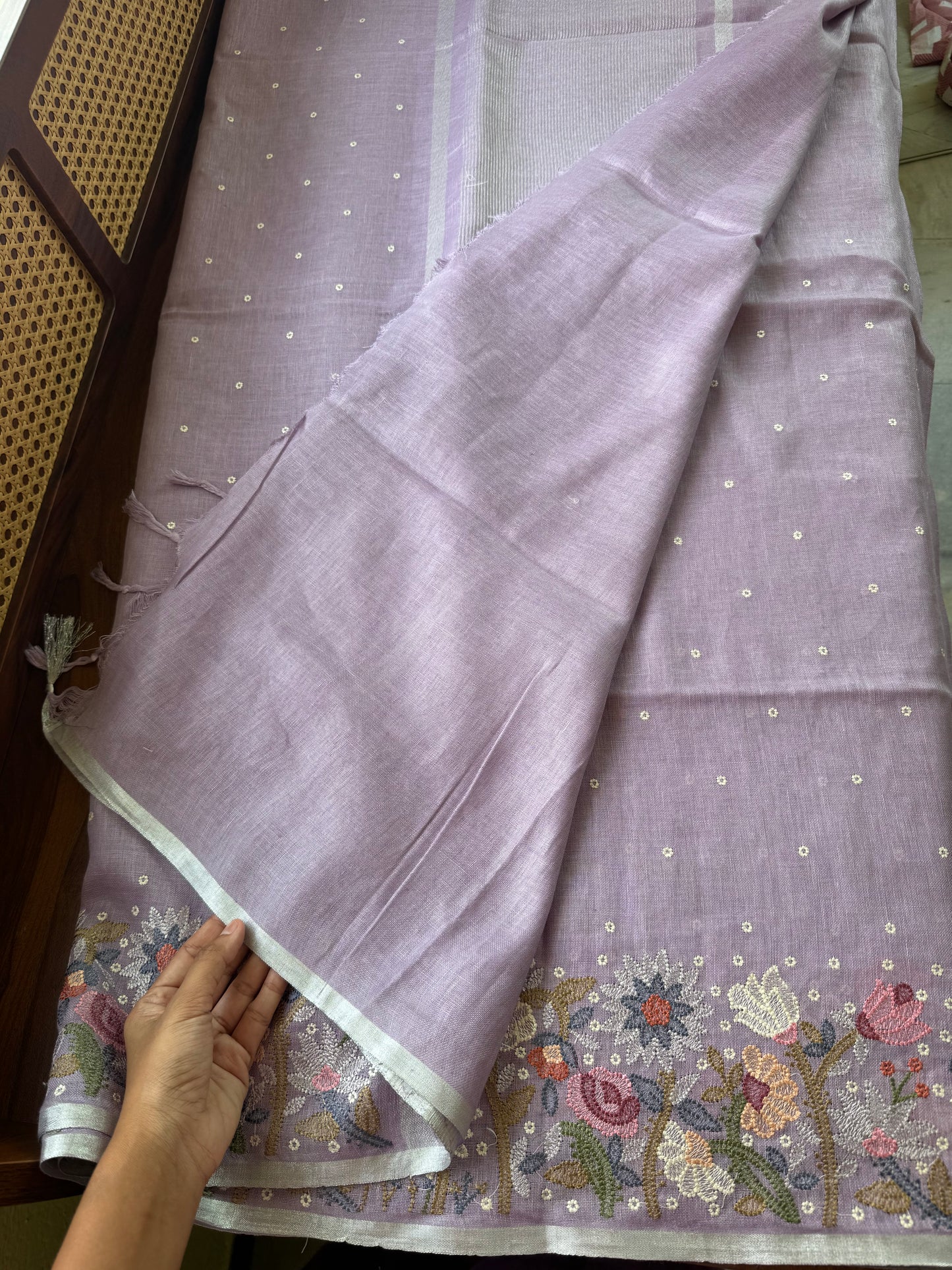 Pure Linen Sarees - Lavender