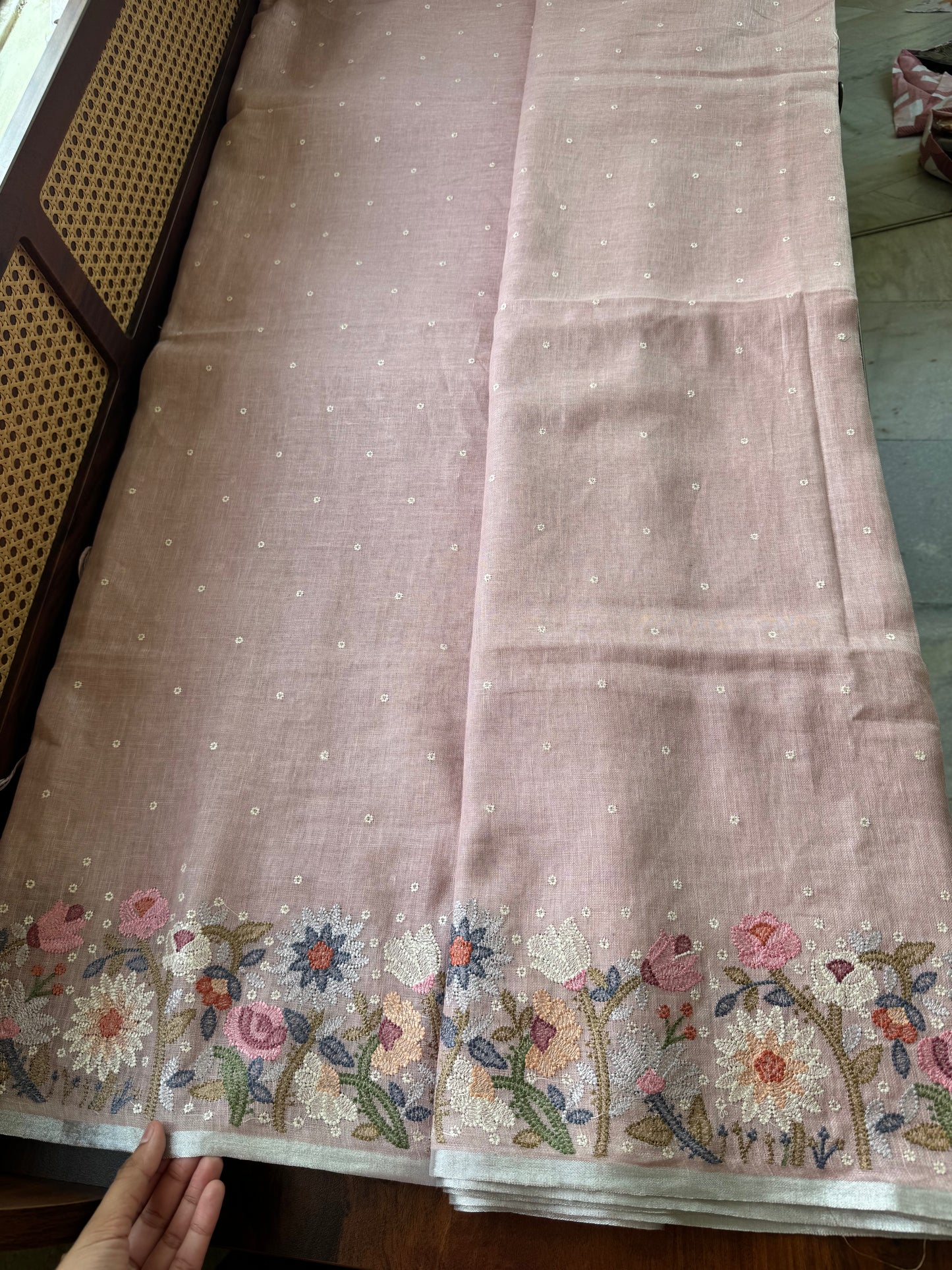 Pure Linen Sarees - Pink
