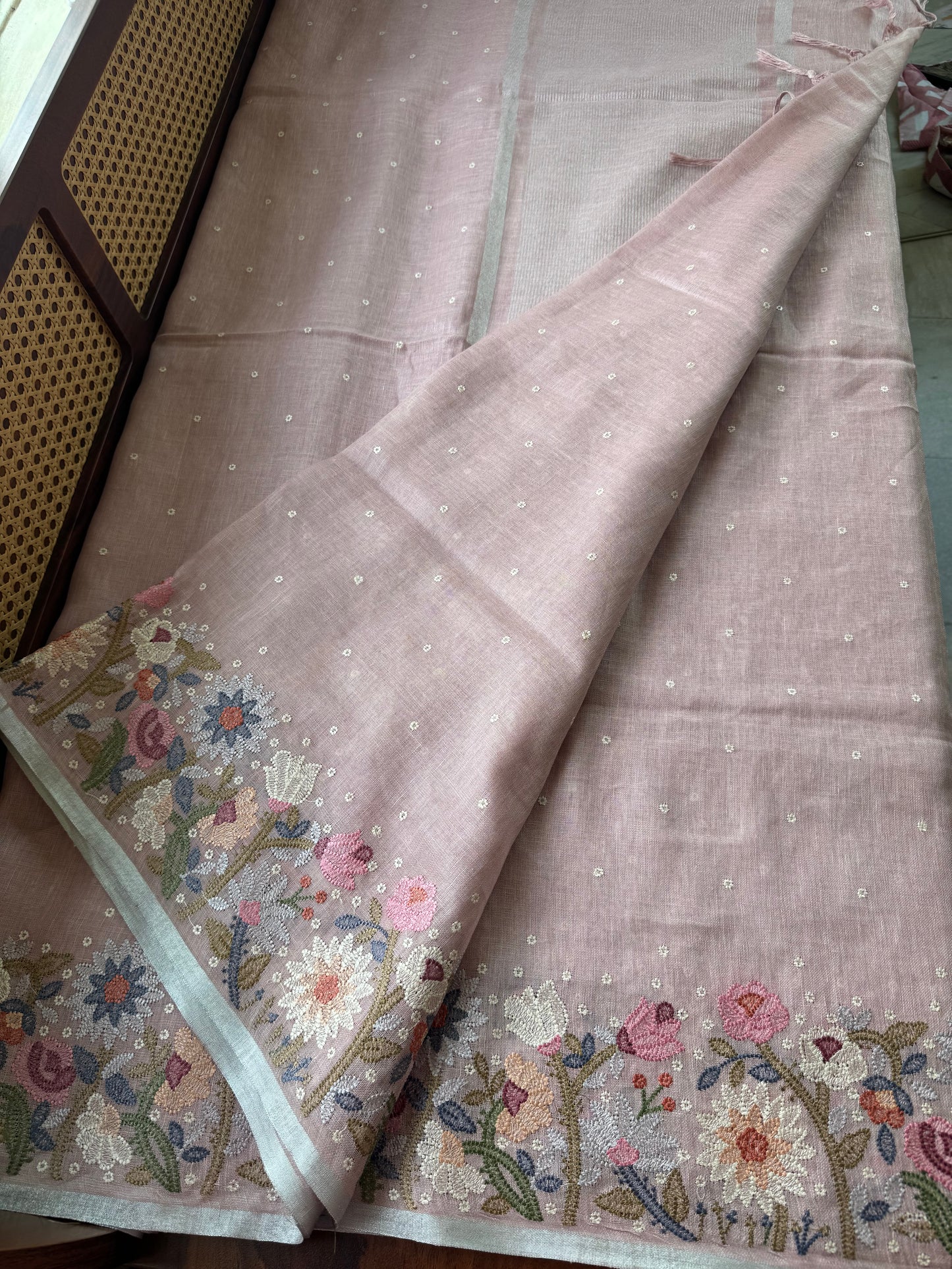 Pure Linen Sarees - Pink