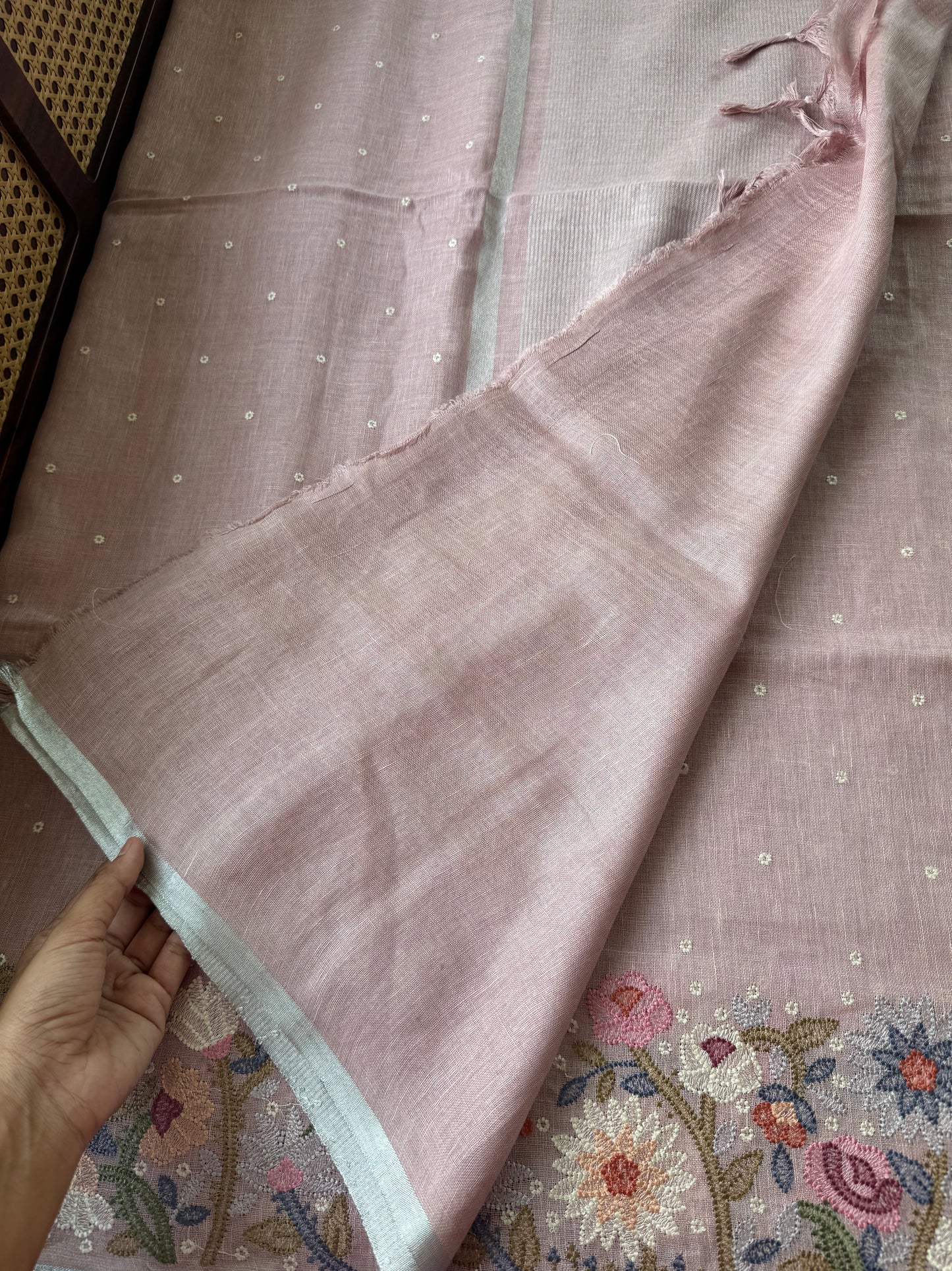 Pure Linen Sarees - Pink