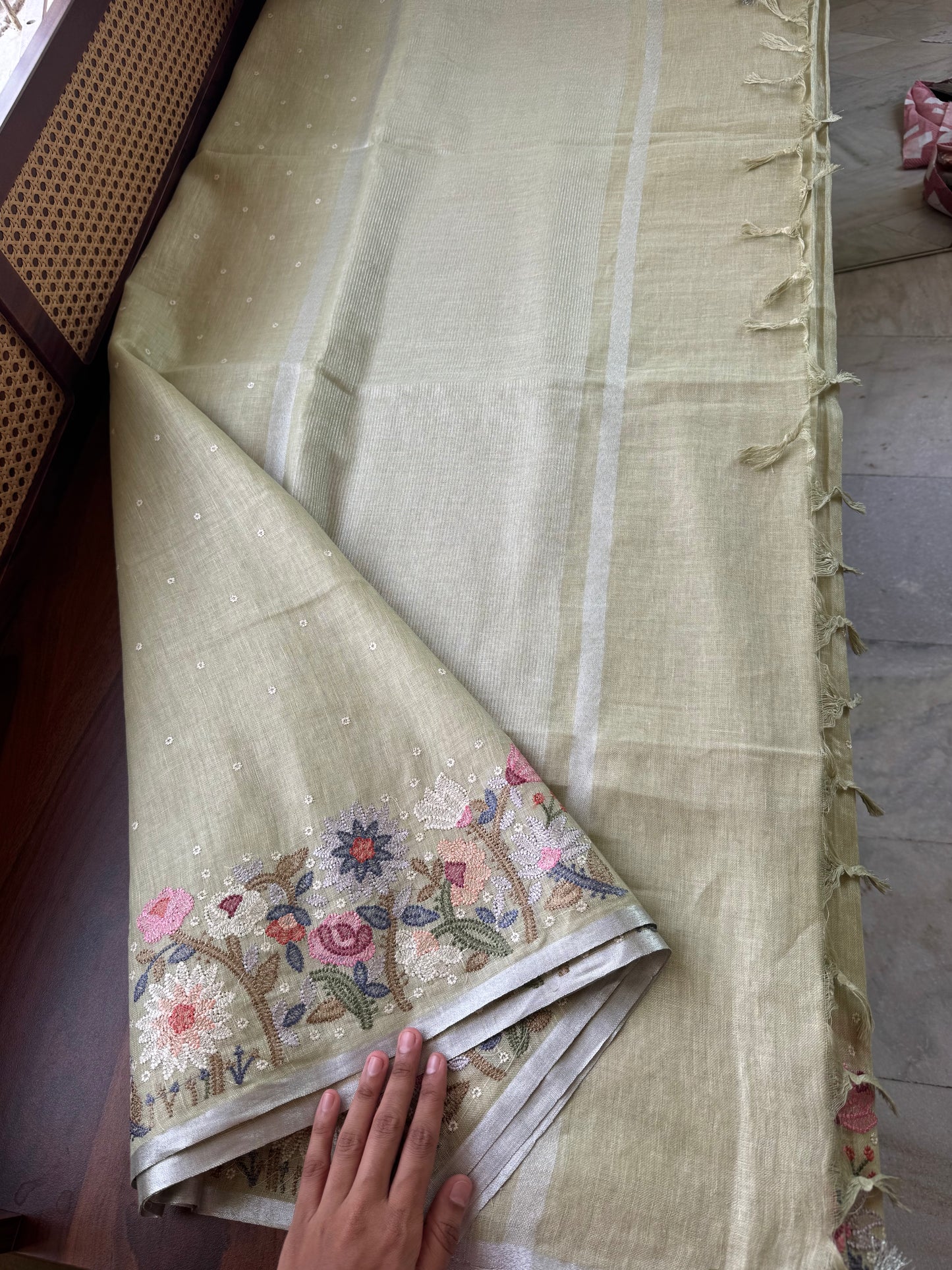 Pure Linen Sarees - Green